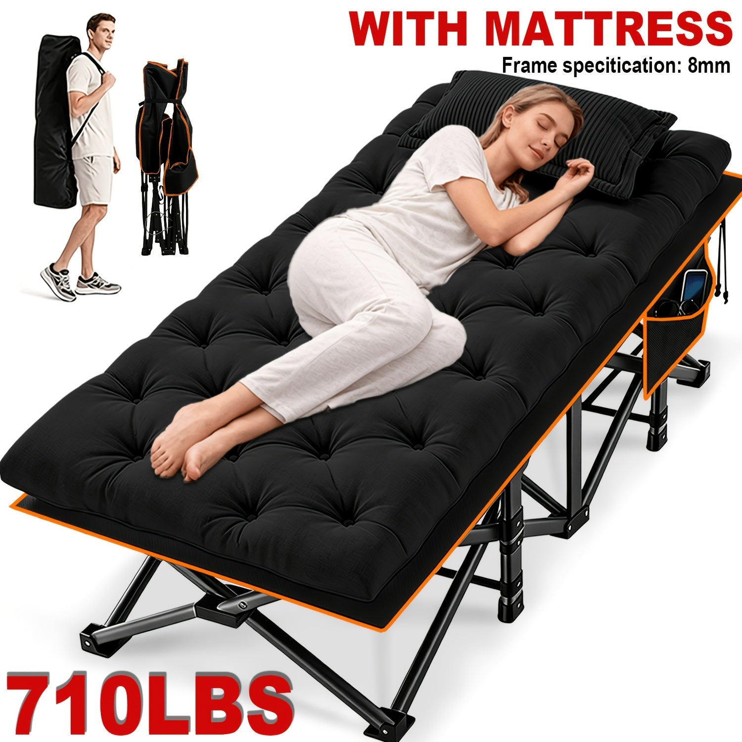 Camping Bed shown in the 710 lbs - Black ● option