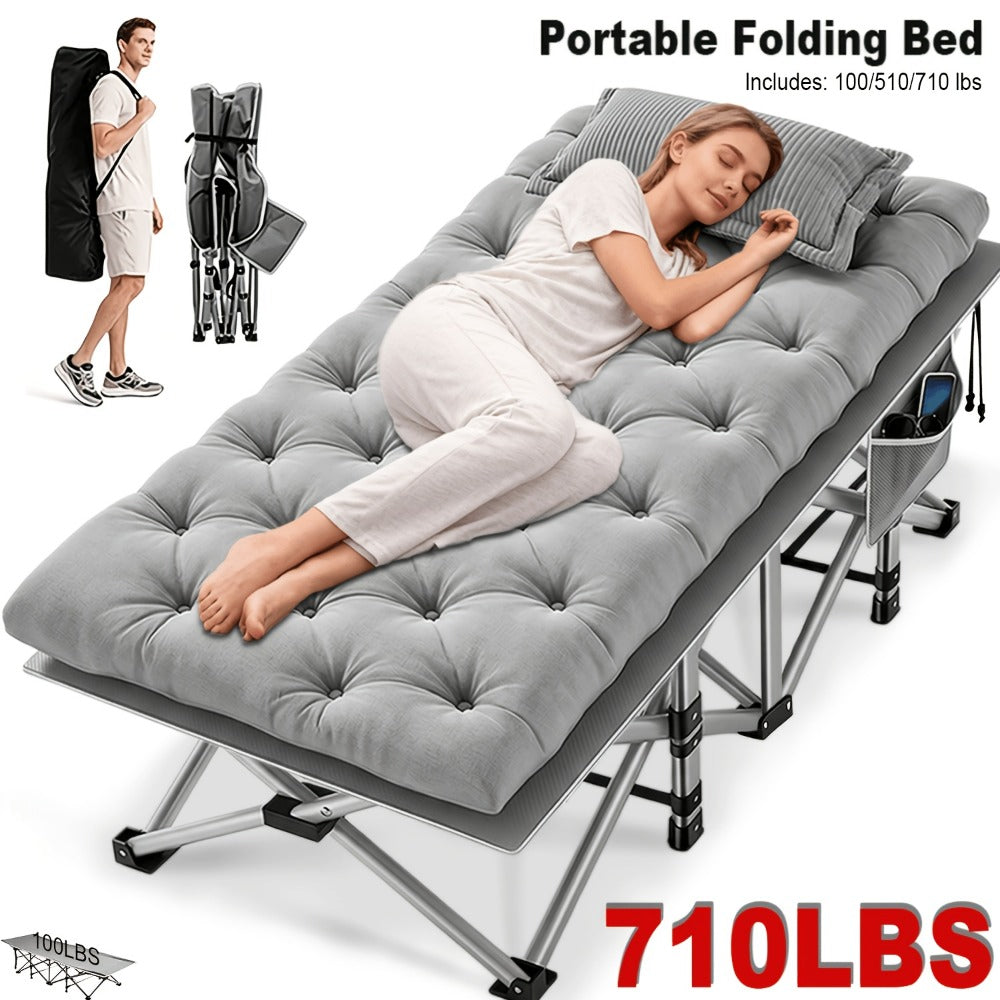 Camping Bed, Portable Folding with Cushion Pillow & Handbag - Heavy Duty Adult Cot 510/710 shown in the main product view
