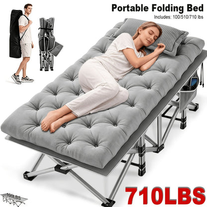 Camping Bed, Portable Folding with Cushion Pillow & Handbag - Heavy Duty Adult Cot 510/710 shown in the main product view