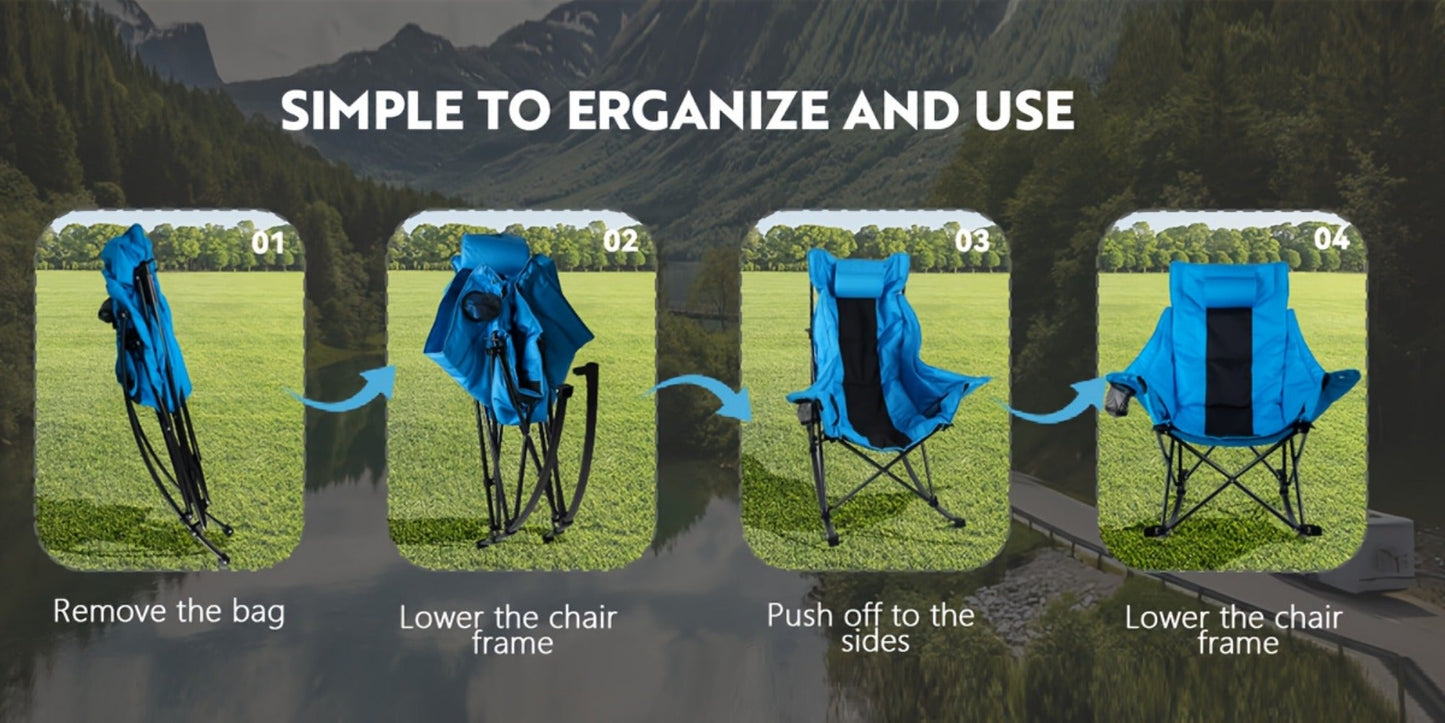 Foldable Heavy-Duty Camping Chair with Cup Holder and Storage Pocket for Patio detail image - detail view 11