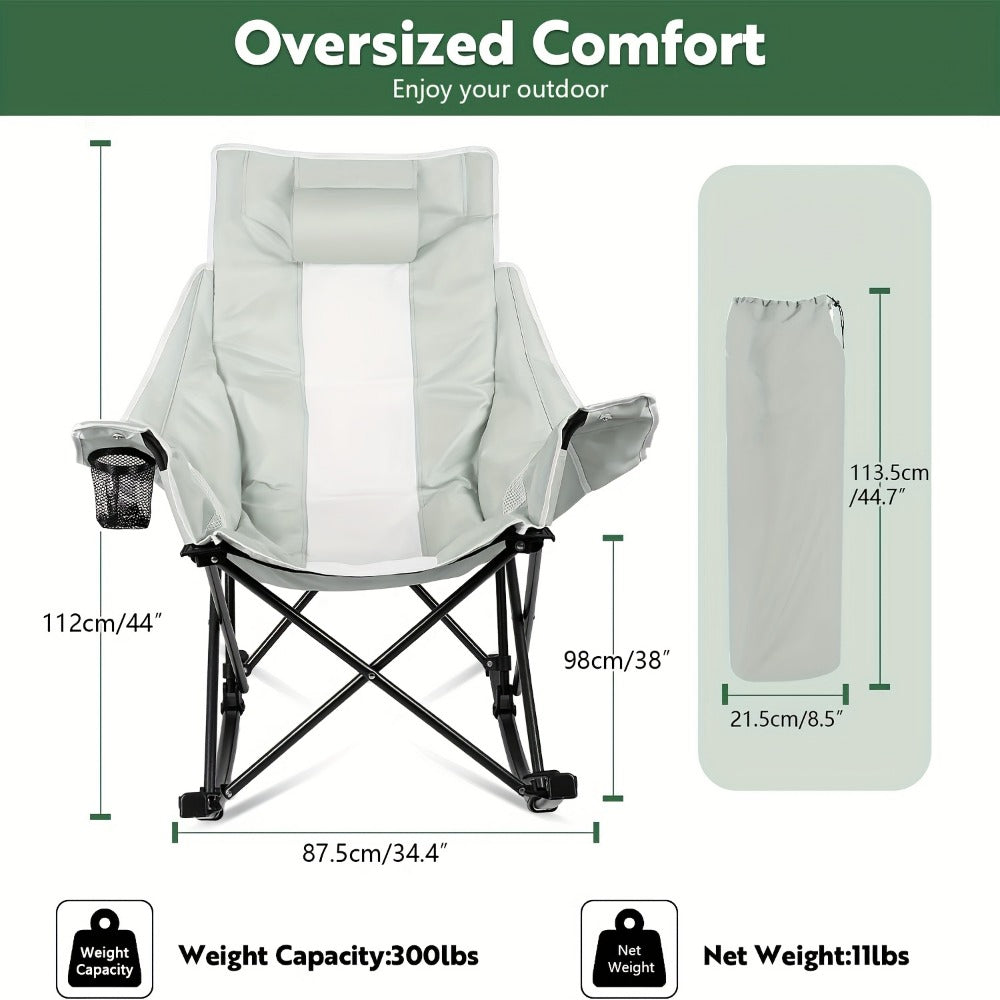 Foldable Heavy-Duty Camping Chair with Cup Holder and Storage Pocket for Patio detail image - detail view 4