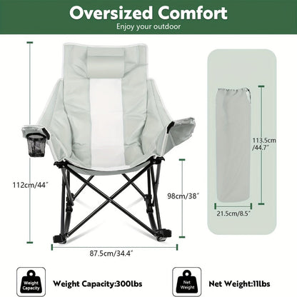 Foldable Heavy-Duty Camping Chair with Cup Holder and Storage Pocket for Patio detail image - detail view 4