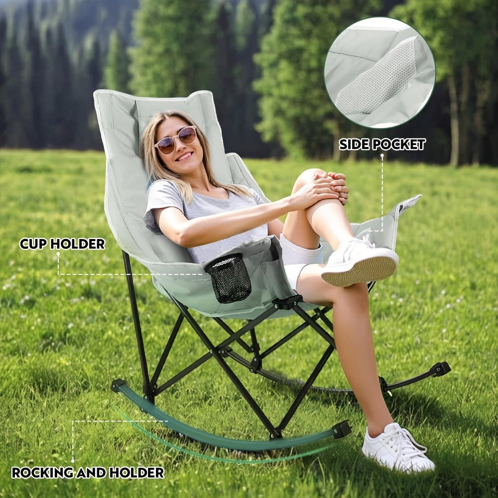 Foldable Heavy-Duty Camping Chair with Cup Holder and Storage Pocket for Patio detail image - detail view 5