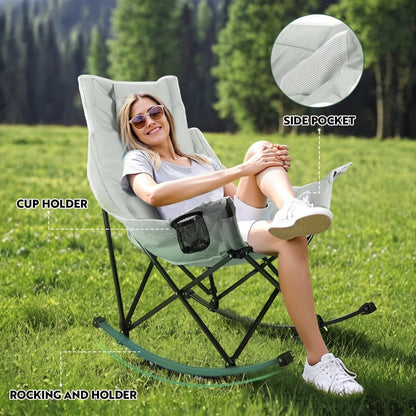 Foldable Heavy-Duty Camping Chair with Cup Holder and Storage Pocket for Patio detail image - detail view 5