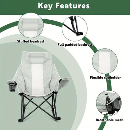 Foldable Heavy-Duty Camping Chair with Cup Holder and Storage Pocket for Patio detail image - detail view 6