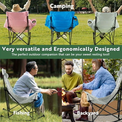 Foldable Heavy-Duty Camping Chair with Cup Holder and Storage Pocket for Patio detail image - detail view 7