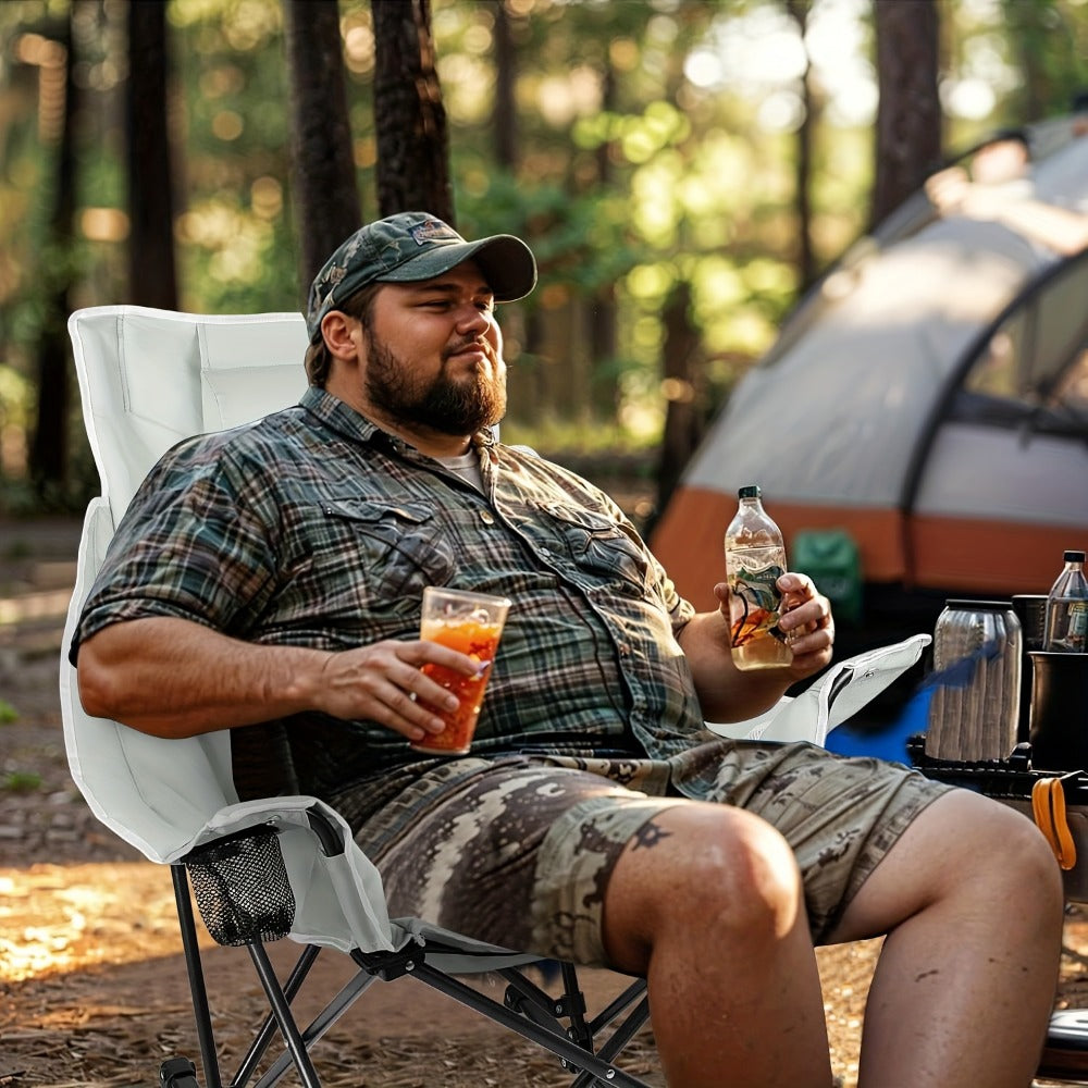 Foldable Heavy-Duty Camping Chair with Cup Holder and Storage Pocket for Patio detail image - detail view 8