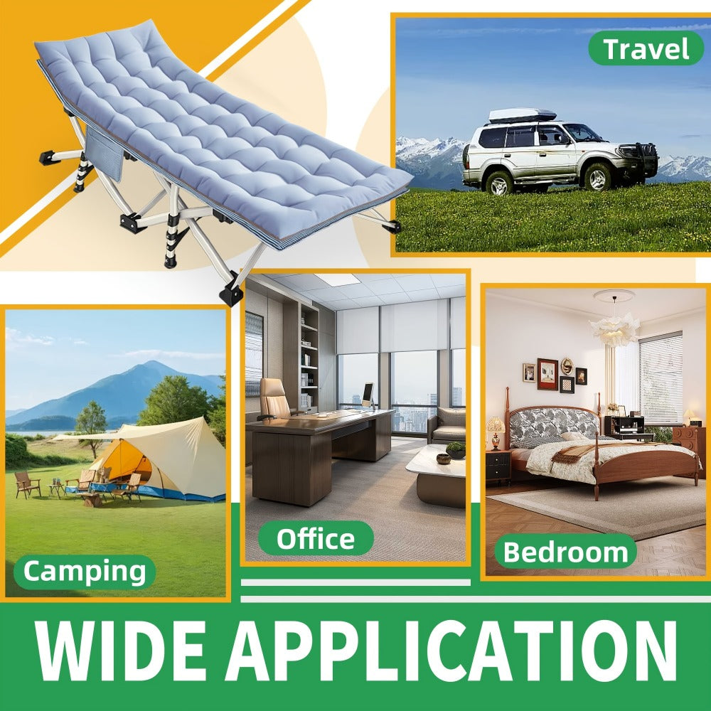 Foldable Heavy-Duty Camping Cot with Carry Bag and Tool-Free Assembly detail image - detail view 11