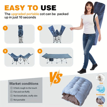 Foldable Heavy-Duty Camping Cot with Carry Bag and Tool-Free Assembly detail image - detail view 4
