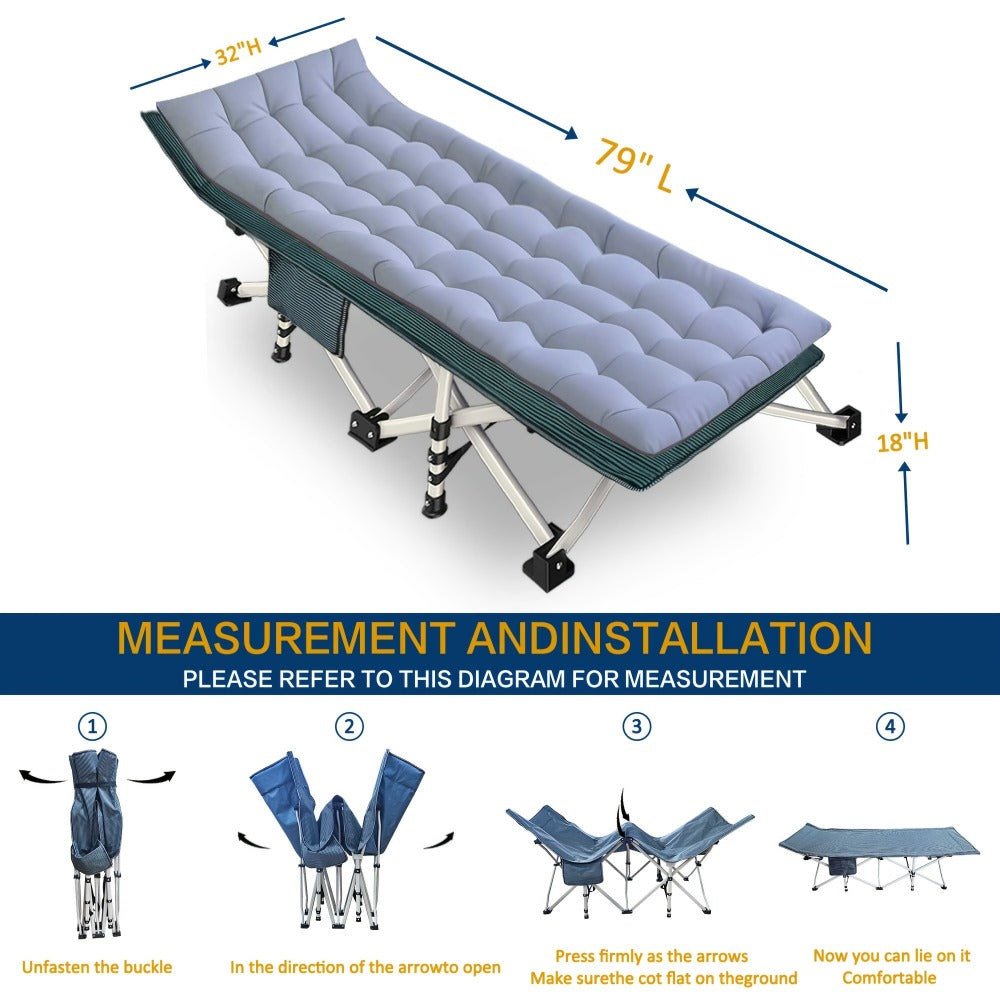 Foldable Heavy-Duty Camping Cot with Carry Bag and Tool-Free Assembly detail image - detail view 6