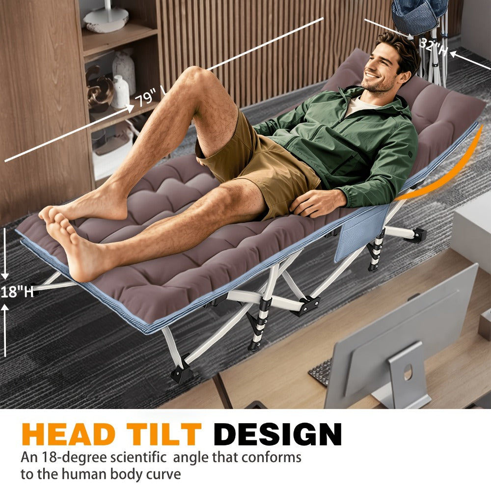 Foldable Heavy-Duty Camping Cot with Carry Bag and Tool-Free Assembly detail image - detail view 9