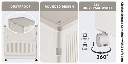 Foldable Home Storage Container with Rolling Wheels and Large-Capacity Storage detail image - detail view 11