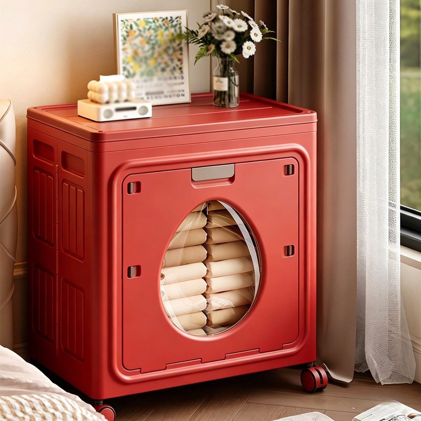 Storage Box, 37-Gallon Foldable with Wheels & Flip-Top Snap-Lock Lid - Large Capacity shown in the main product view