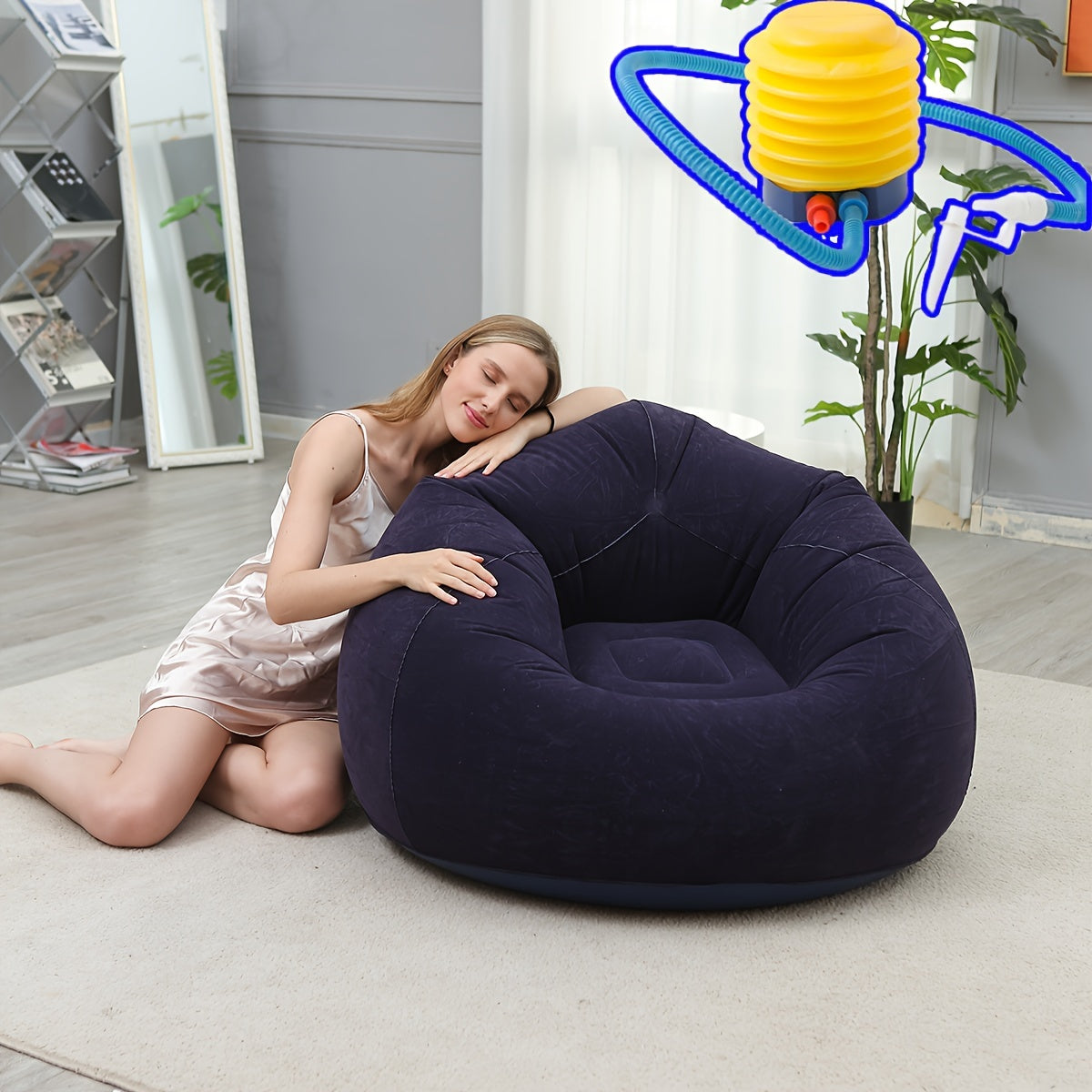 Inflatable Chair shown in the Dark Blue option