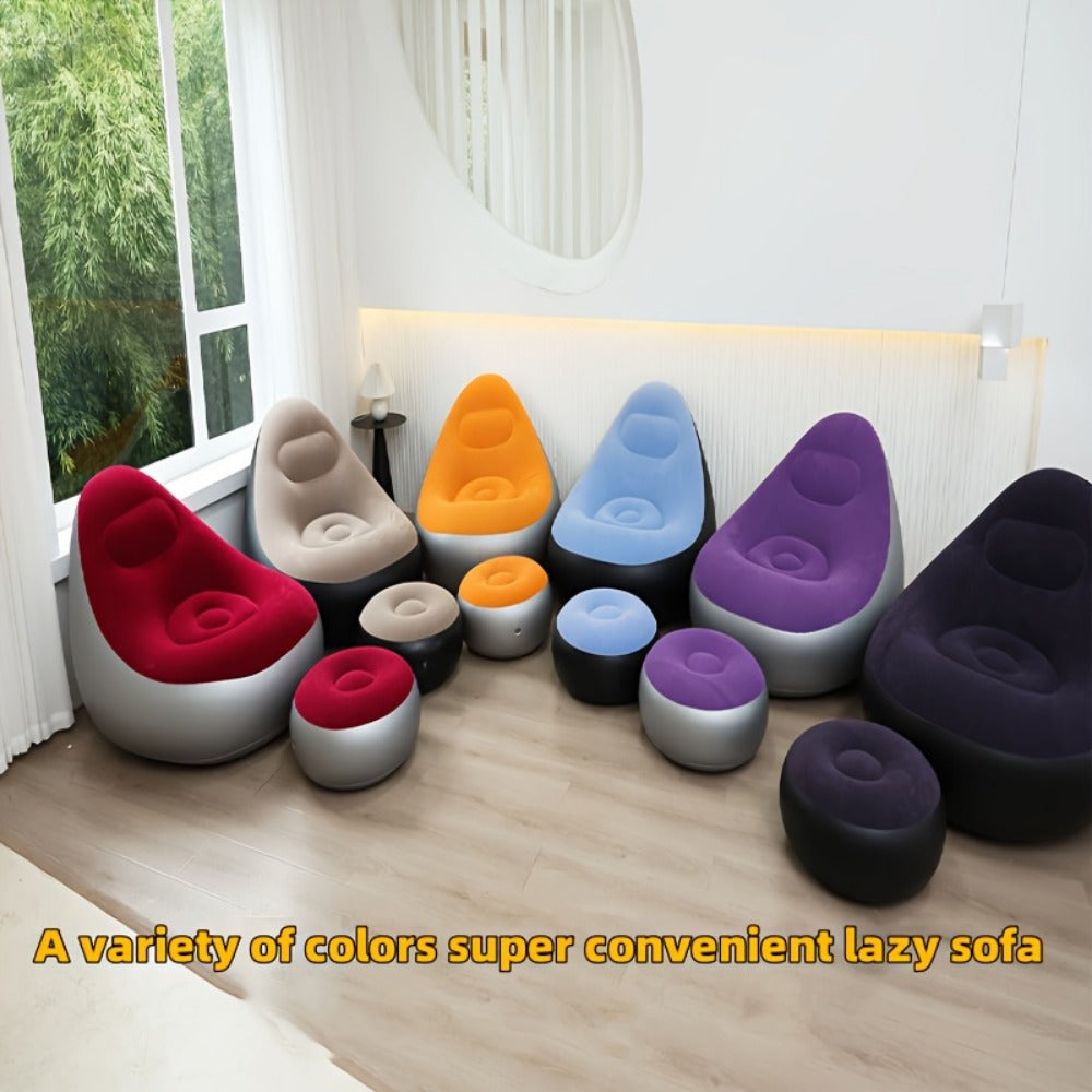 Inflatable Furniture, Inflatable Sofa Set with Footstool & Foot Pump Included - Foldable shown in the main product view