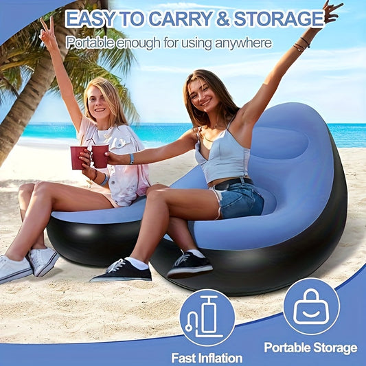 Inflatable Lounge Chair, Sofa Portable Foldable Recliner with Footrest Flocked Comfortable shown in the main product view