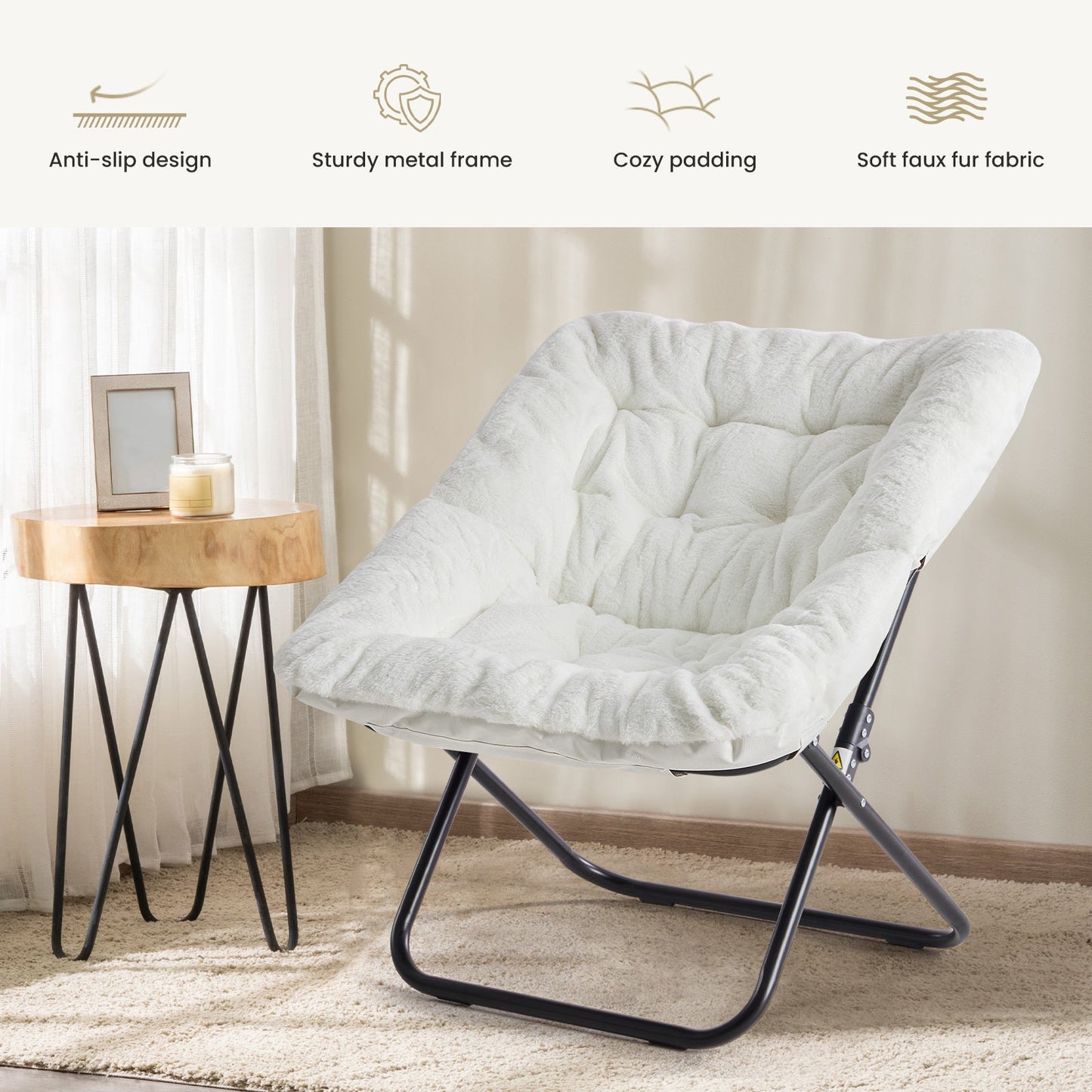 Foldable Lounge Chair with Multiple Color Options for Bedroom detail image - detail view 4