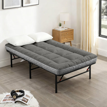 Mattress Toppers shown in the Gray, Twin option