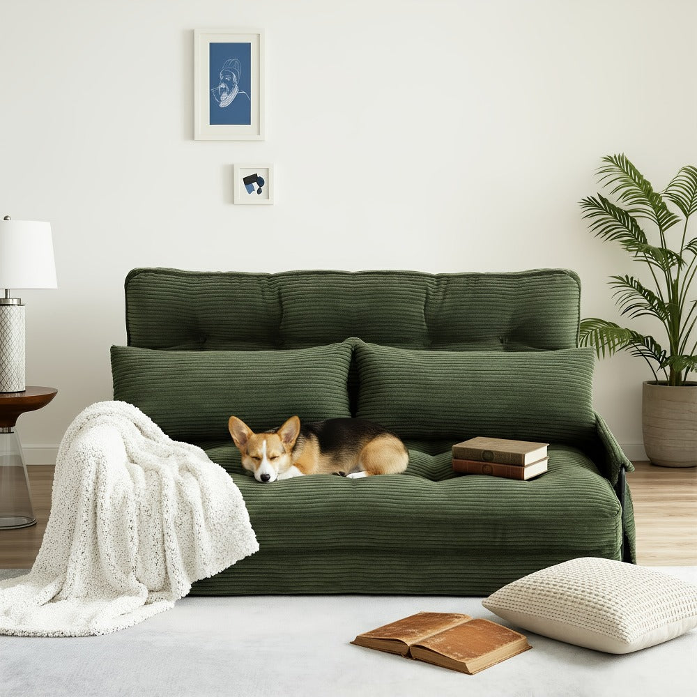 Foldable Metal Sofa Bed with Fold-Out Lounger for Comfortable Everyday Seating in Bedroom detail image