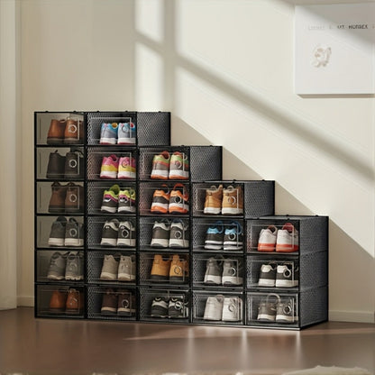 Foldable Plastic Shoe Storage Organizer with Stackable Design and Dustproof Cover detail image - detail view 10