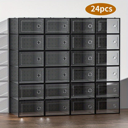 Foldable Plastic Shoe Storage Organizer with Stackable Design and Dustproof Cover detail image - detail view 11
