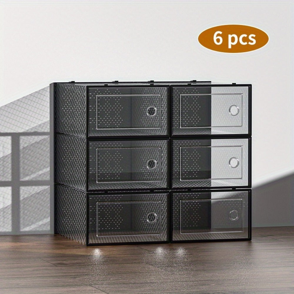 Foldable Plastic Shoe Storage Organizer with Stackable Design and Dustproof Cover detail image - detail view 9