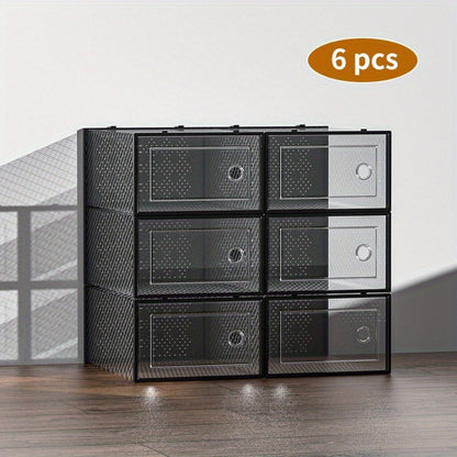 Foldable Plastic Shoe Storage Organizer with Stackable Design and Dustproof Cover detail image - detail view 9
