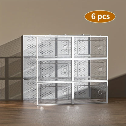 Shoe Storage Organizer shown in the White, 6Pcs option