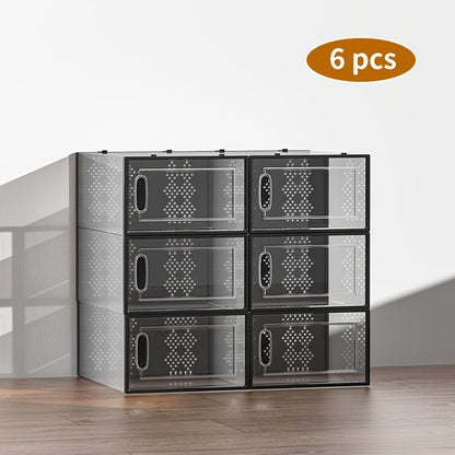 Shoe Storage Box shown in the Black, 6pcs option