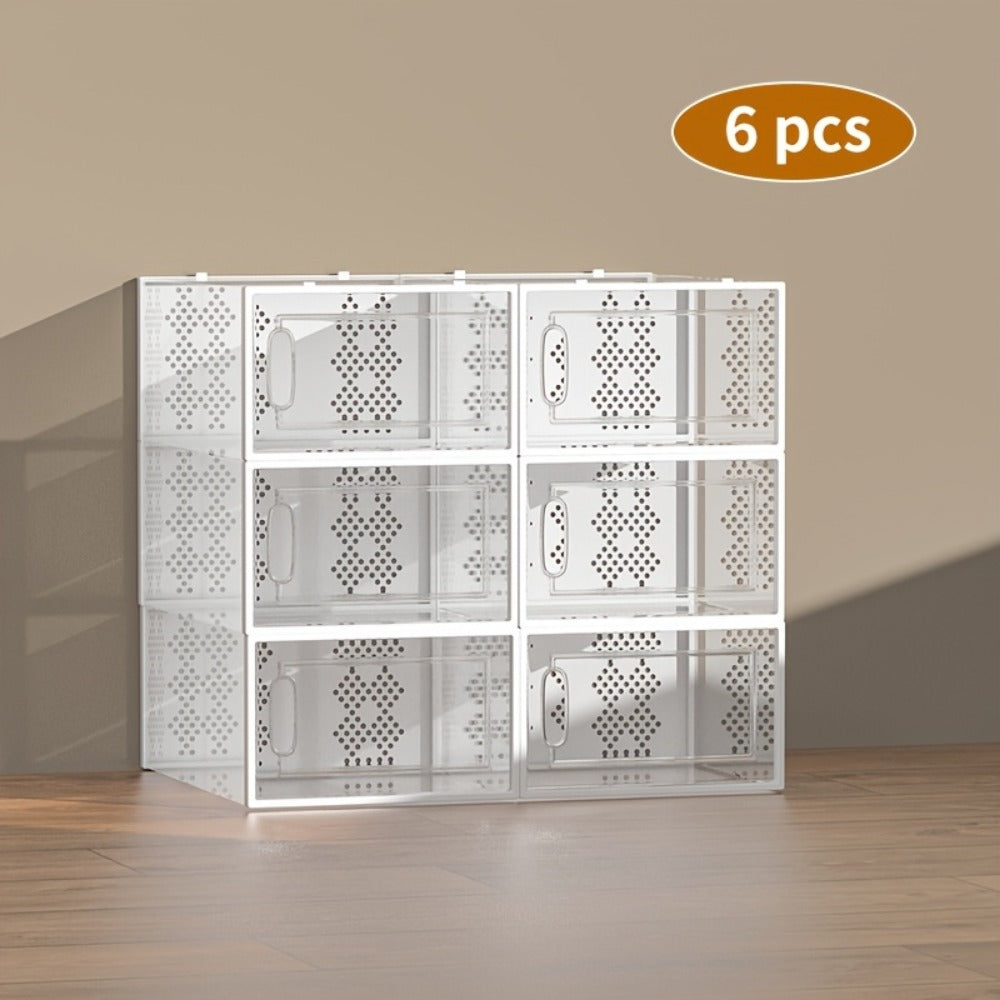 Foldable Plastic Stackable Shoe Storage Box for Entryway and Bedroom detail image - detail view 5