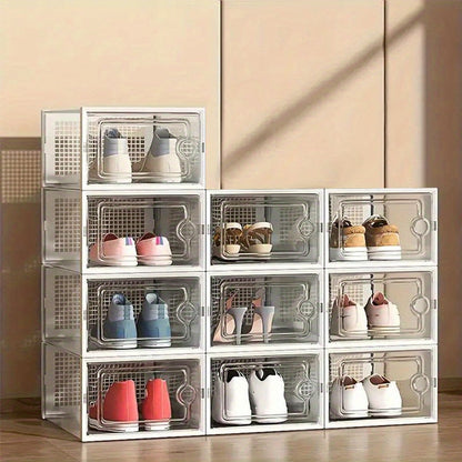 Shoe Storage Box shown in the 【white】, 10 Pack option