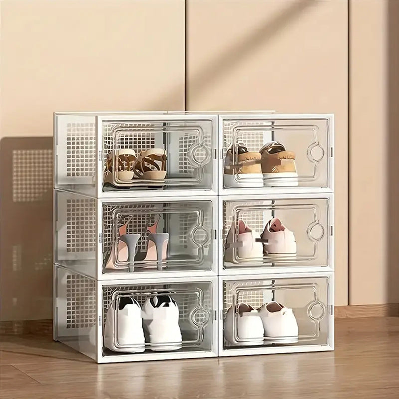 Shoe Storage Box shown in the 【white】, 6 Pack option
