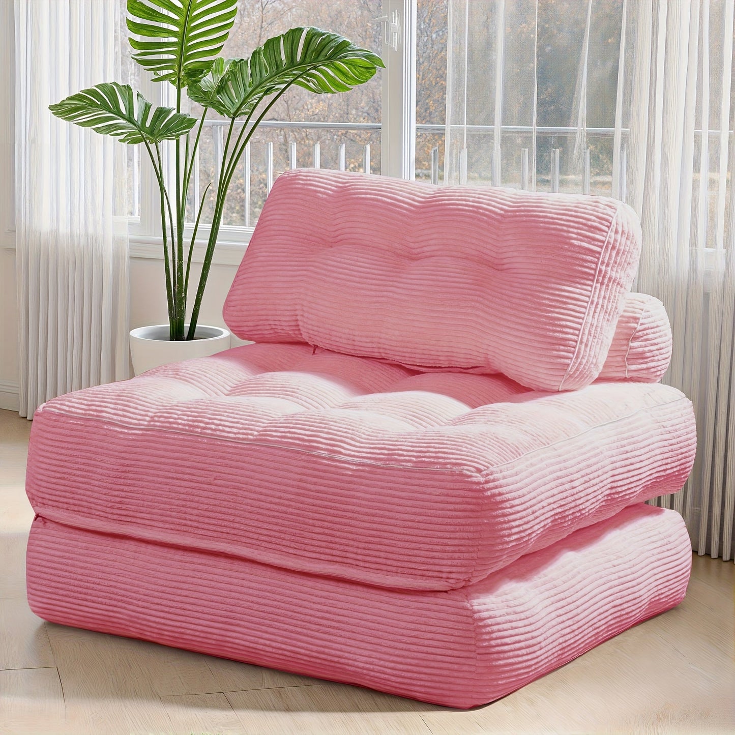 Sofa Bed shown in the pink option