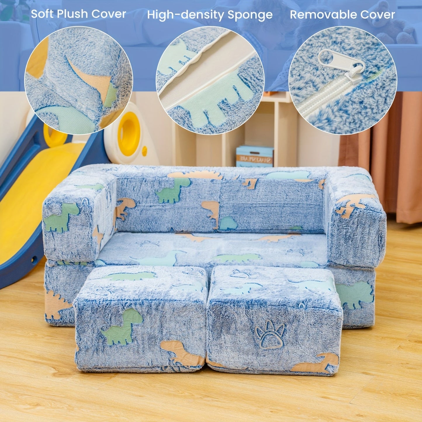 Sofa Bed shown in the Blue Dinosaur option