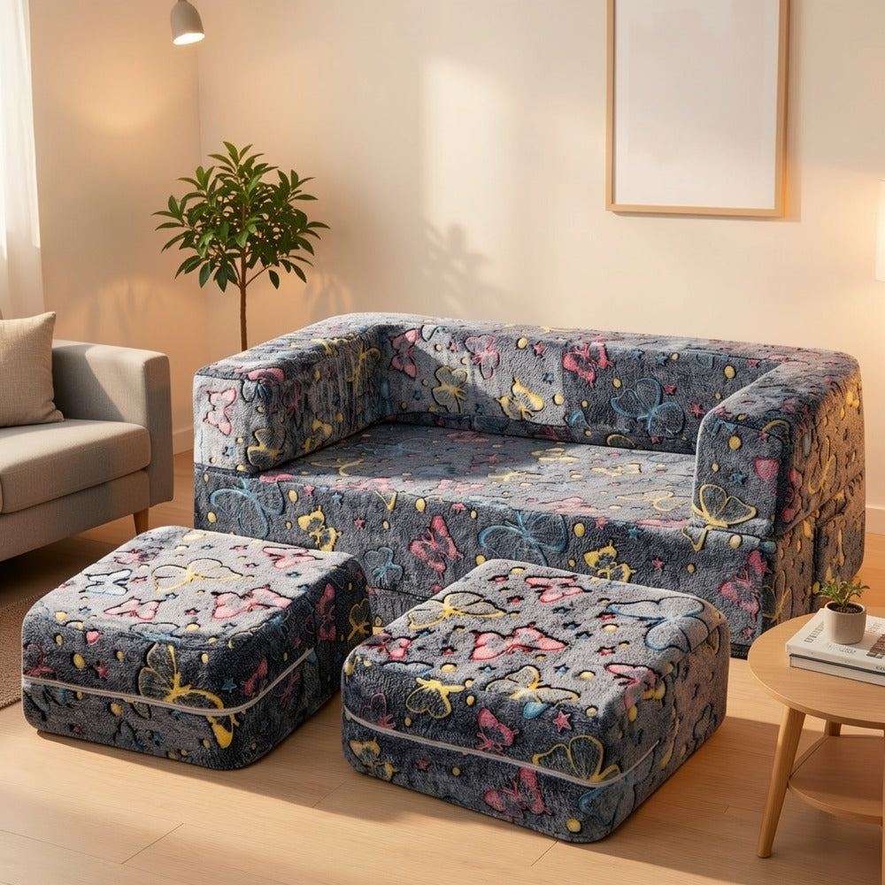 Foldable Sofa Bed with LED Lighting and Fold-Out Lounger for Bedroom detail image - detail view 10