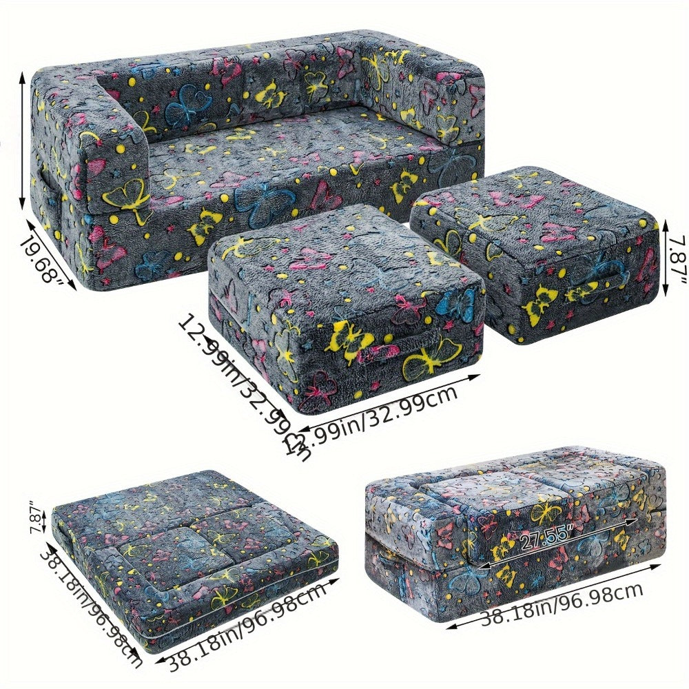Foldable Sofa Bed with LED Lighting and Fold-Out Lounger for Bedroom detail image - detail view 4