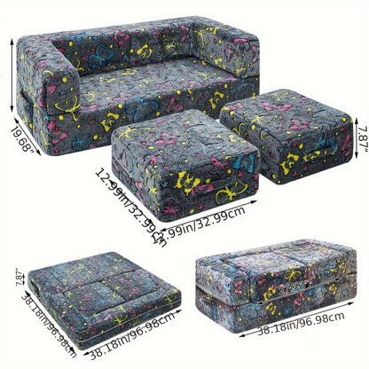 Foldable Sofa Bed with LED Lighting and Fold-Out Lounger for Bedroom detail image - detail view 4