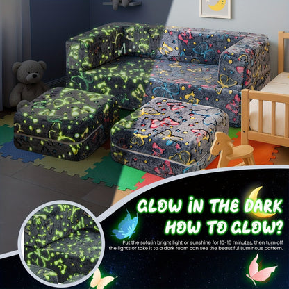 Foldable Sofa Bed with LED Lighting and Fold-Out Lounger for Bedroom detail image - detail view 6