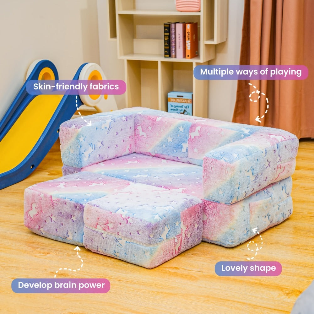 Foldable Sofa Bed with LED Lighting and Fold-Out Lounger for Bedroom detail image - detail view 7