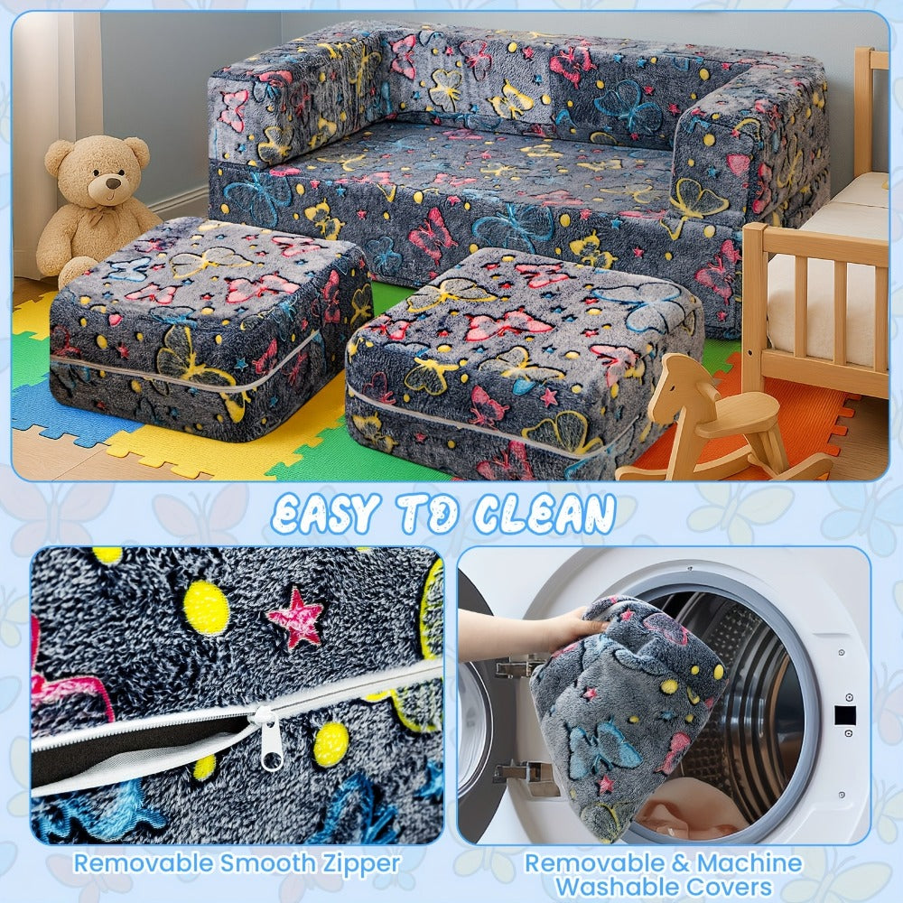 Foldable Sofa Bed with LED Lighting and Fold-Out Lounger for Bedroom detail image - detail view 8