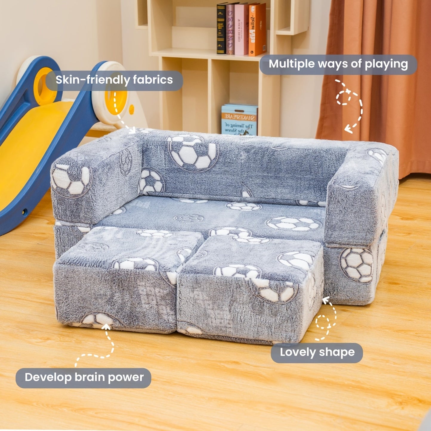 Sofa Bed shown in the Gray Football-1 option