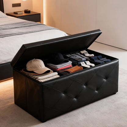 Ottoman shown in the Black, 15.2"D x 30"W x 15.2"H option