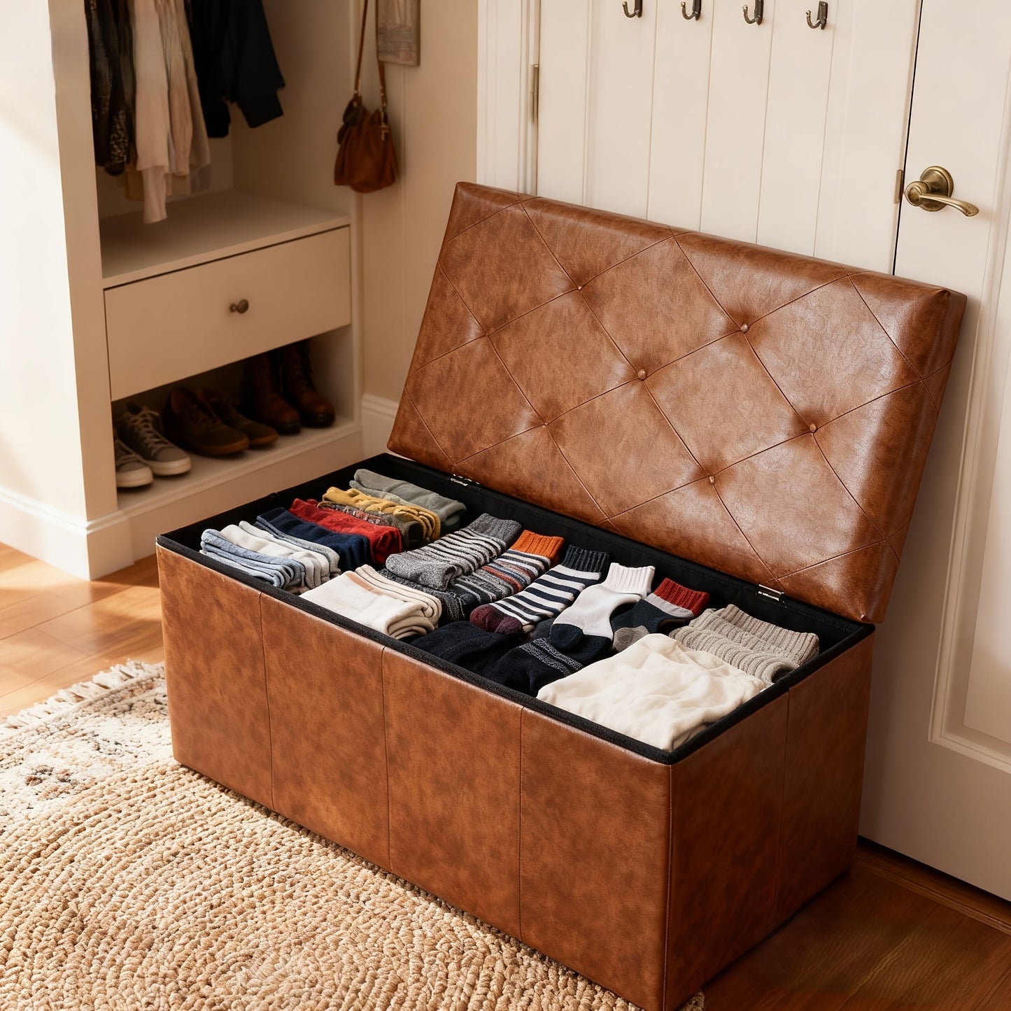 Ottoman shown in the Brown, 15.2"D x 30"W x 15.2"H option
