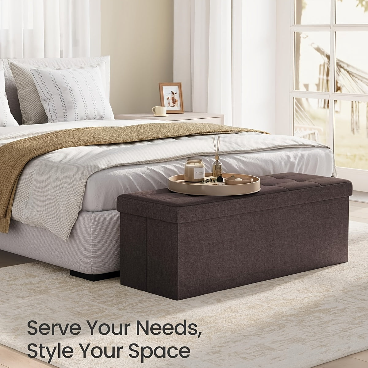 Ottoman shown in the Brown, 15"D x 43"W x 15"H*(PE) option