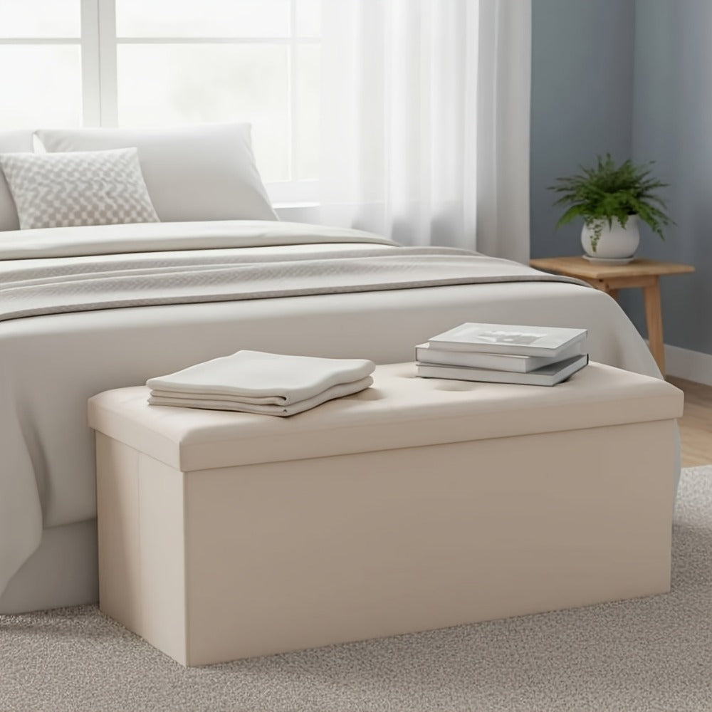 Foldable Upholstered Ottoman, Small Upholstered Footstool for Living Room detail image - detail view 13