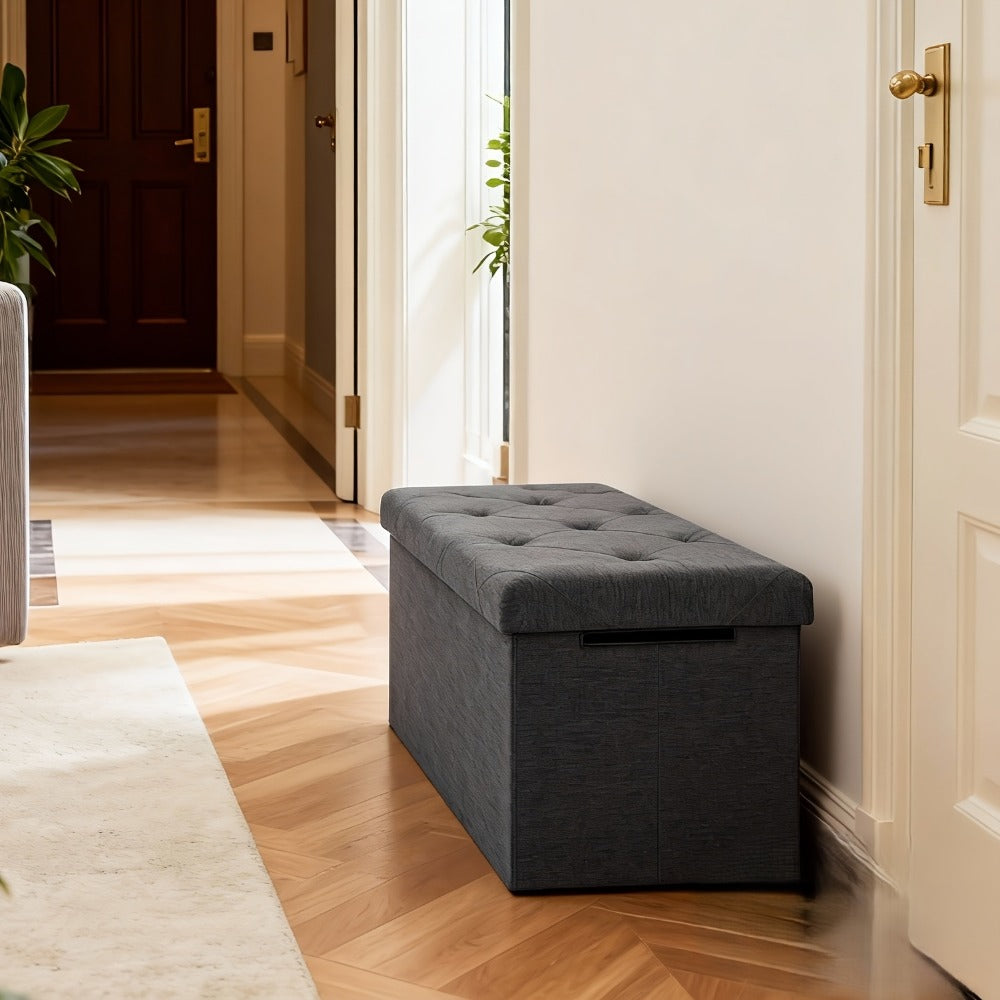 Foldable Upholstered Ottoman, Small Upholstered Footstool for Living Room detail image - detail view 20