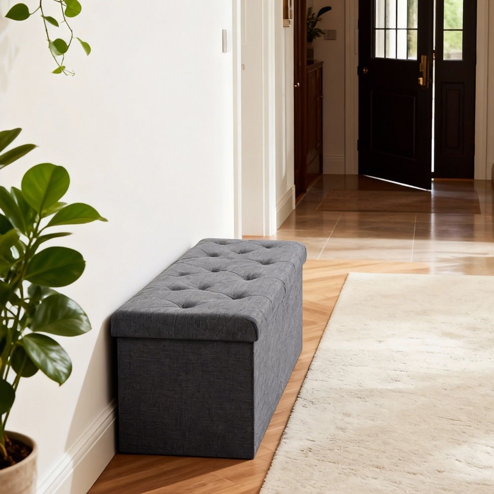Foldable Upholstered Ottoman, Small Upholstered Footstool for Living Room detail image - detail view 21