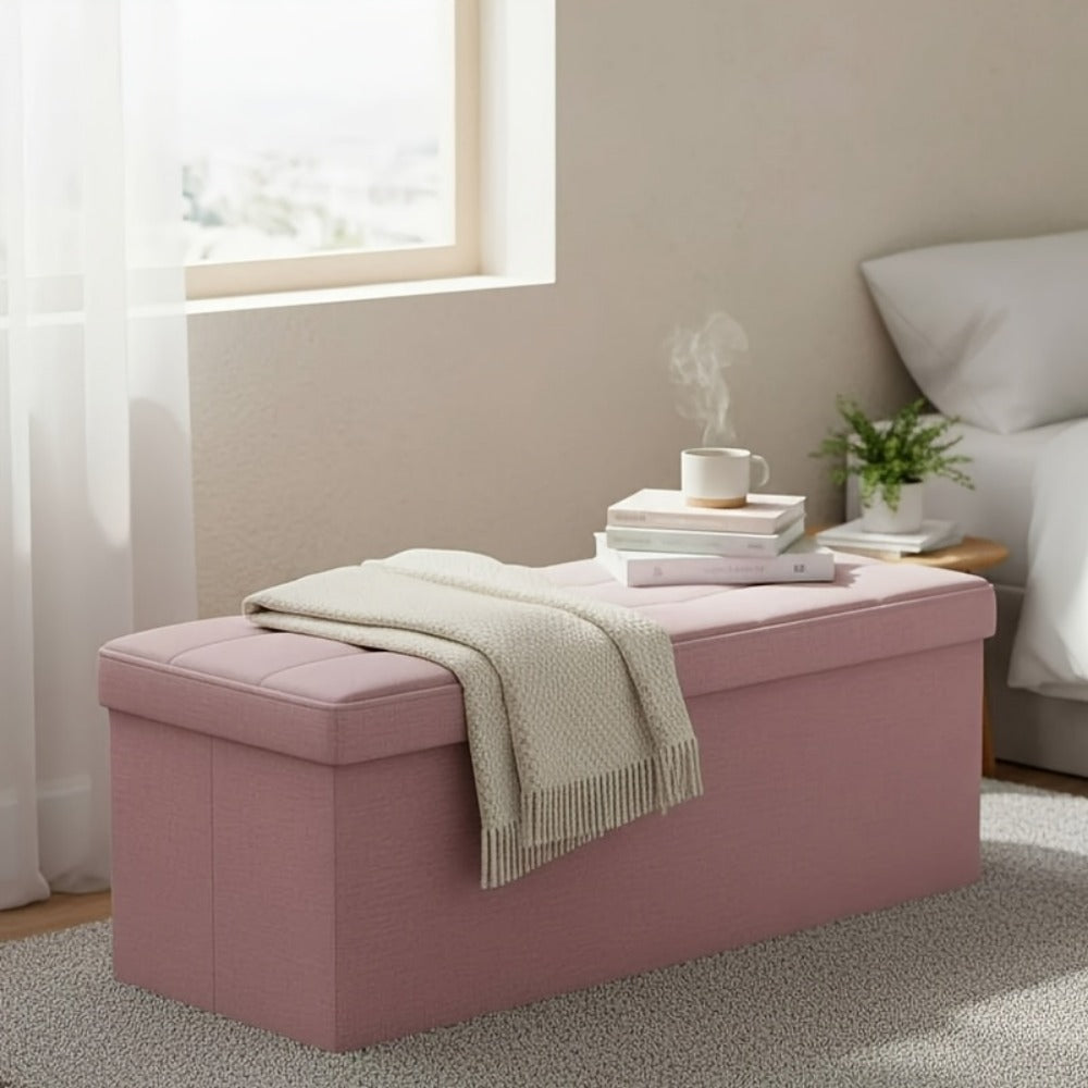 Foldable Upholstered Ottoman, Small Upholstered Footstool for Living Room detail image - detail view 23