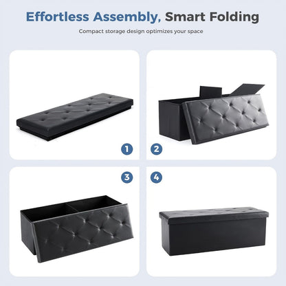 Foldable Upholstered Ottoman, Small Upholstered Footstool for Living Room detail image - detail view 27