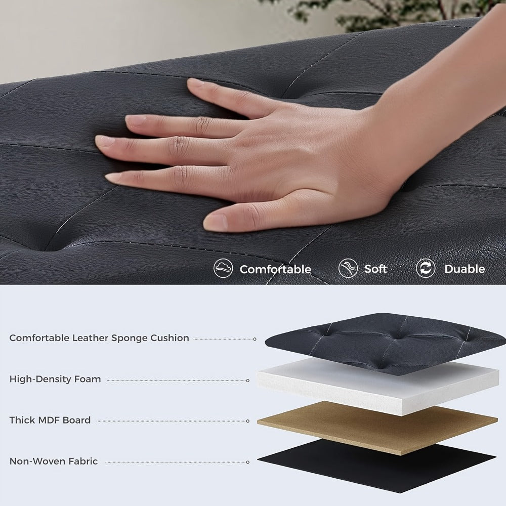 Foldable Upholstered Ottoman, Small Upholstered Footstool for Living Room detail image - detail view 28